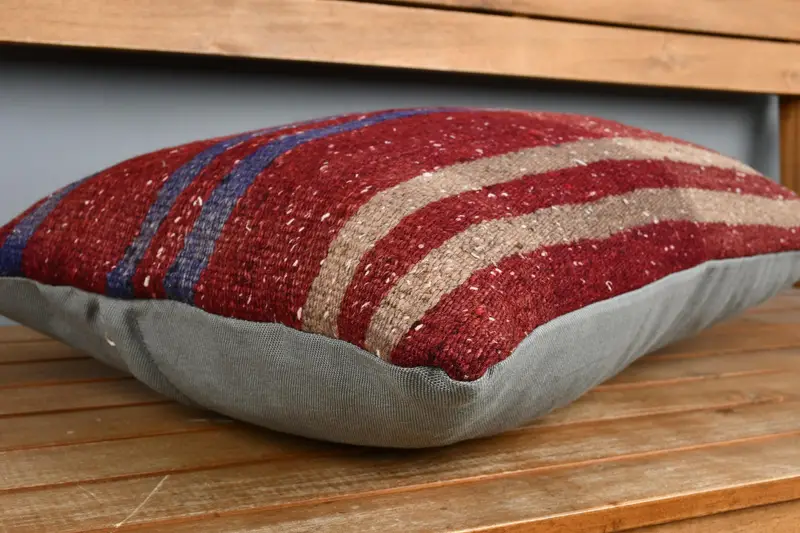 Ikat Cushion, Cushion, Kilim Pillow Cover, Neutral Pillow Case, Pillow for Sofa, 16x24 Red Cushion, Kilim Pillow, Aesthetic Pillow Cover - 3
