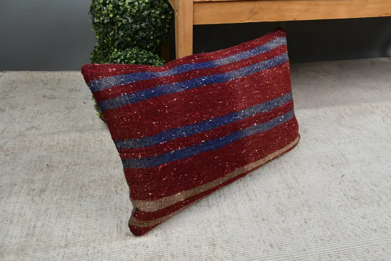 Ikat Cushion, Cushion, Kilim Pillow Cover, Neutral Pillow Case, Pillow for Sofa, 16x24 Red Cushion, Kilim Pillow, Aesthetic Pillow Cover - 7