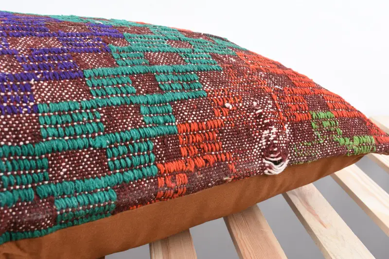 Pillow Case, Square Throw Cushion Case, Interior Designer Pillow, Turkish Kilim Pillow, 16x36 Pink Pillow Sham, Vintage Kilim Throw Pillow - 7