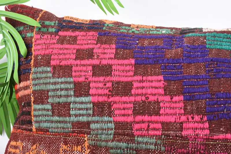 Pillow Case, Square Throw Cushion Case, Interior Designer Pillow, Turkish Kilim Pillow, 16x36 Pink Pillow Sham, Vintage Kilim Throw Pillow - 2