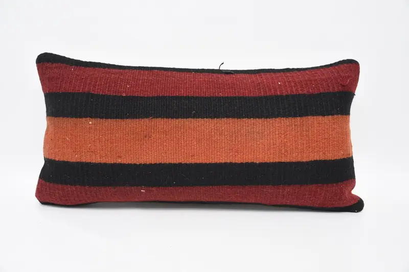 Yoga Pillow, Cushion Case, Custom Pillow Sham, Kilim Cushion Sham, Interior Designer Pillow, Vintage Pillow, 12x24 Orange Cushion, Turkish Pillow - 1