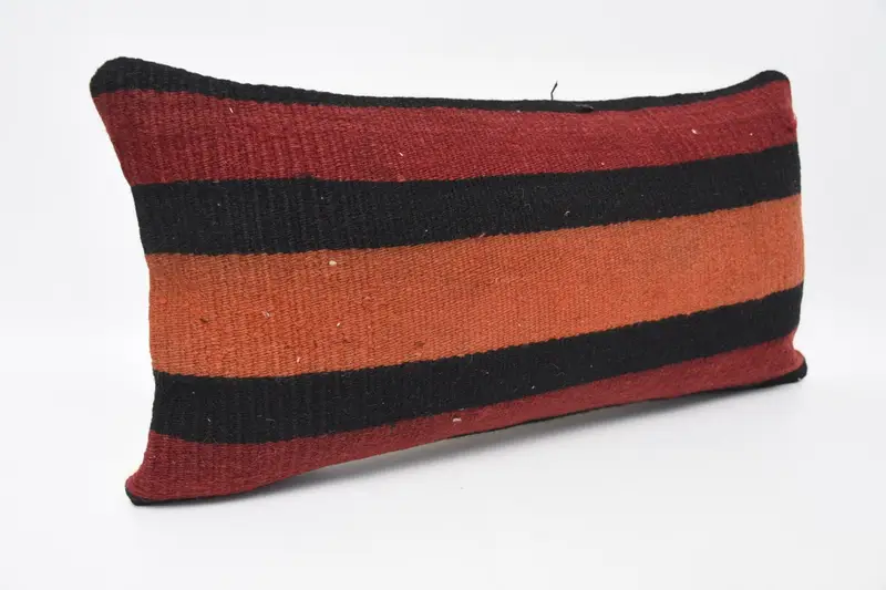 Yoga Pillow, Cushion Case, Custom Pillow Sham, Kilim Cushion Sham, Interior Designer Pillow, Vintage Pillow, 12x24 Orange Cushion, Turkish Pillow - 3