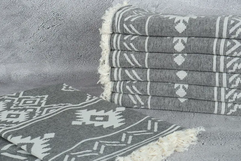 Custom Beach Towel, Peshtemal Towel, 74x40 Cotton Geometric Towel, Bridesmaid Towel, Valentines Day Gift For Him, Housewarming Gift, Spa Gift Towel - 3