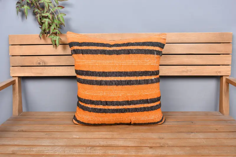 Pillow, 20x20 Orange Pillow Cover, Pillow for Couch, Nomadic Pillow Cover, Boho Pillow, Kilim Cushion Sham, Christmas Pillow Sham - 6