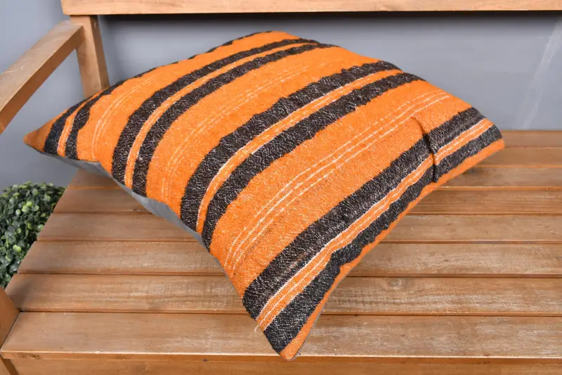 Pillow, 20x20 Orange Pillow Cover, Pillow for Couch, Nomadic Pillow Cover, Boho Pillow, Kilim Cushion Sham, Christmas Pillow Sham - 2