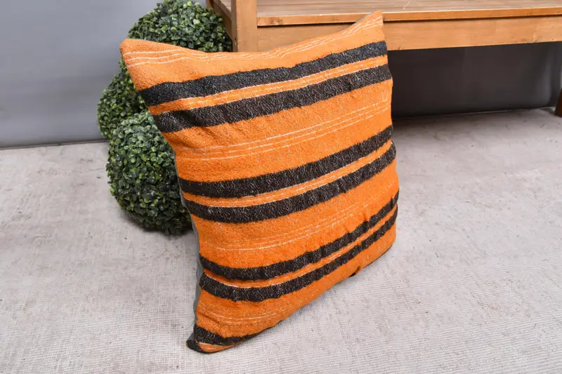 Pillow, 20x20 Orange Pillow Cover, Pillow for Couch, Nomadic Pillow Cover, Boho Pillow, Kilim Cushion Sham, Christmas Pillow Sham - 7