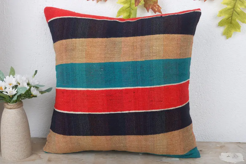 16x16 Red Pillow Case, Pillow Case, Handmade Kilim Cushion, Pillow for Sofa, Indoor Pillow Cover, Vintage Kilim Throw Pillow - 2