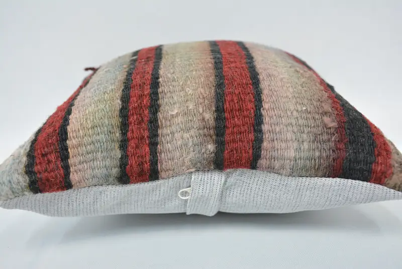 Handmade Pillow Sham, 12x12 Red Pillow Sham, Cushion Case, Vintage Kilim Throw Pillow, Bench Cushion Cover, Kilim Pillow, Kilim Cushion Sham - 5