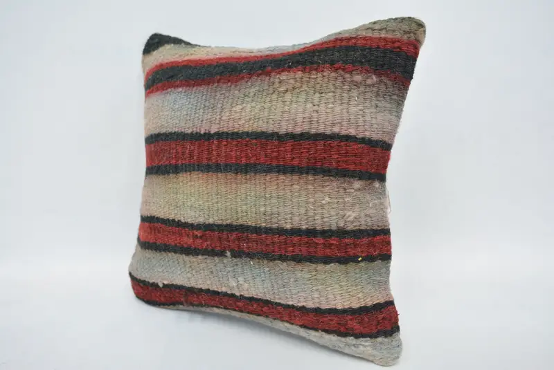 Handmade Pillow Sham, 12x12 Red Pillow Sham, Cushion Case, Vintage Kilim Throw Pillow, Bench Cushion Cover, Kilim Pillow, Kilim Cushion Sham - 4