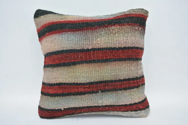 Handmade Pillow Sham, 12x12 Red Pillow Sham, Cushion Case, Vintage Kilim Throw Pillow, Bench Cushion Cover, Kilim Pillow, Kilim Cushion Sham - 1