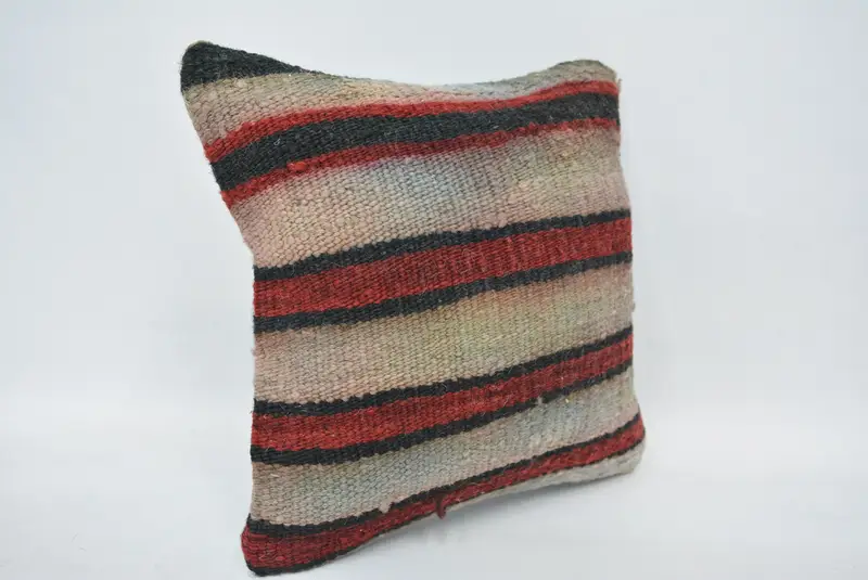 Handmade Pillow Sham, 12x12 Red Pillow Sham, Cushion Case, Vintage Kilim Throw Pillow, Bench Cushion Cover, Kilim Pillow, Kilim Cushion Sham - 3