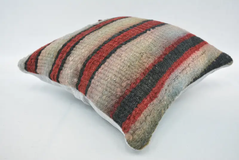 Handmade Pillow Sham, 12x12 Red Pillow Sham, Cushion Case, Vintage Kilim Throw Pillow, Bench Cushion Cover, Kilim Pillow, Kilim Cushion Sham - 6