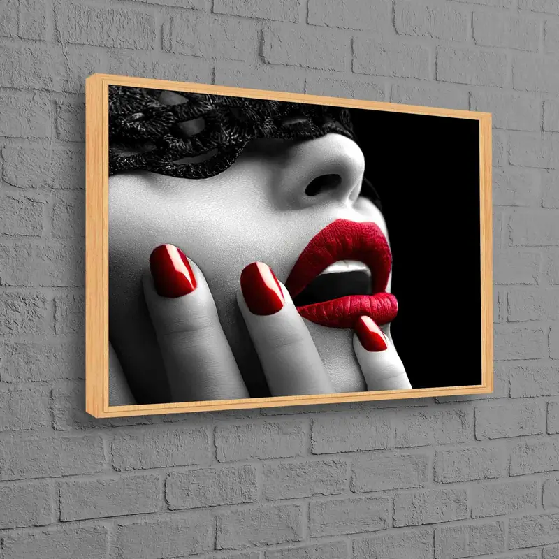 モダンなエロティックな女性の赤いリップ キャンバス プリント - トレンディなウォールアート