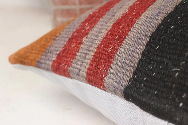 Vintage Kilim Pillow, Ethnical Kilim Rug Pillow, Colorful Pillow Cover, 16x16 Red Cushion, Pillow Case, Handmade Kilim Cushion - 7