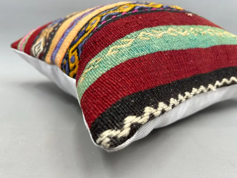 18x18 Pink Cushion, Handmade Kilim Cushion, Handmade Pillow, Turkish Pillow, Kilim Pillow Cover, Ethnic Cushion, Cushion Cover - 6
