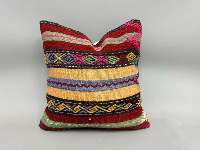 18x18 Pink Cushion, Handmade Kilim Cushion, Handmade Pillow, Turkish Pillow, Kilim Pillow Cover, Ethnic Cushion, Cushion Cover - 1