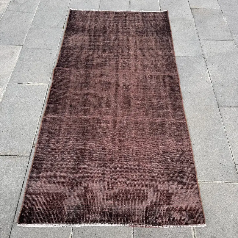 Alfombra con bordes marrones y negros, decoración elegante de 3,1x6,2 ft