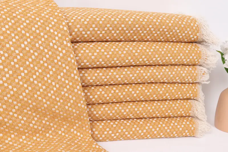 Turkish Blanket, Housewarming Gift, 76x68 Cotton Herringbone Towel, Organic Throw, Bridal Shower Gifts, Monogram Beach Blanket, Wedding Favors - 1