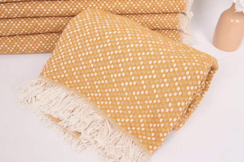 Turkish Blanket, Housewarming Gift, 76x68 Cotton Herringbone Towel, Organic Throw, Bridal Shower Gifts, Monogram Beach Blanket, Wedding Favors - 4