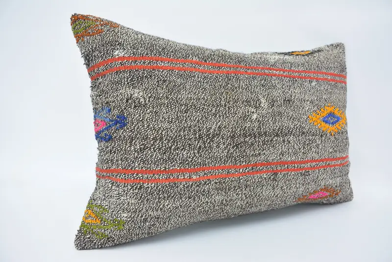 Cushion, Kilim Pillow, 16x24 Brown Pillow Cover, Turkish Pillow, Personalized Gift Pillow Pillow Case, Pillow for Sofa, Vintage Pillow - 3