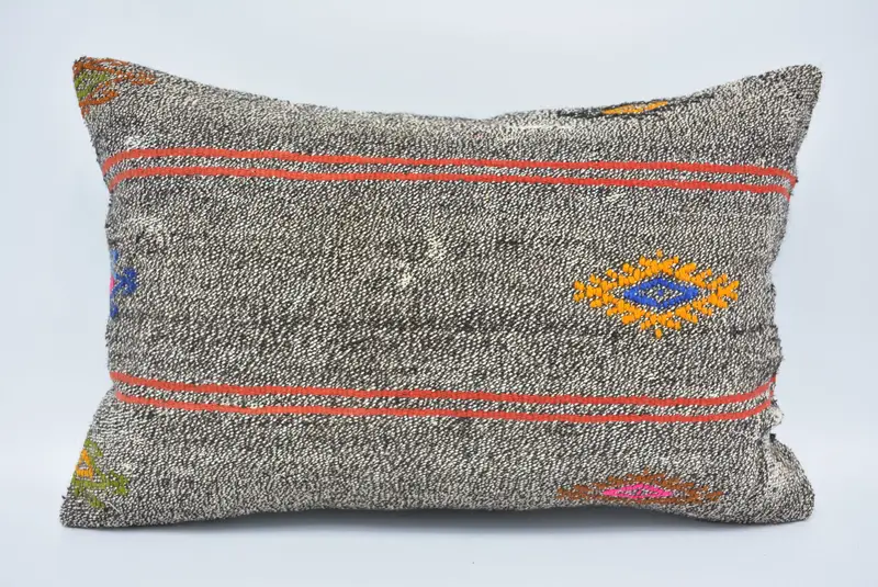 Cushion, Kilim Pillow, 16x24 Brown Pillow Cover, Turkish Pillow, Personalized Gift Pillow Pillow Case, Pillow for Sofa, Vintage Pillow - 1