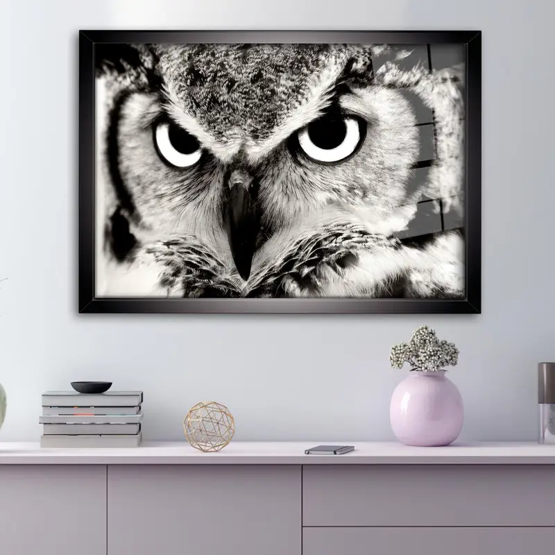 Elegant Owl Lover Printed Glass for Trendy Loft Office Decor