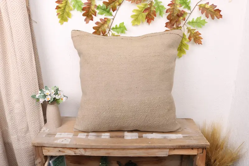 Gesticktes Southwestern-Wurfkissen, 22x22 handgemachtes beiges Kissen