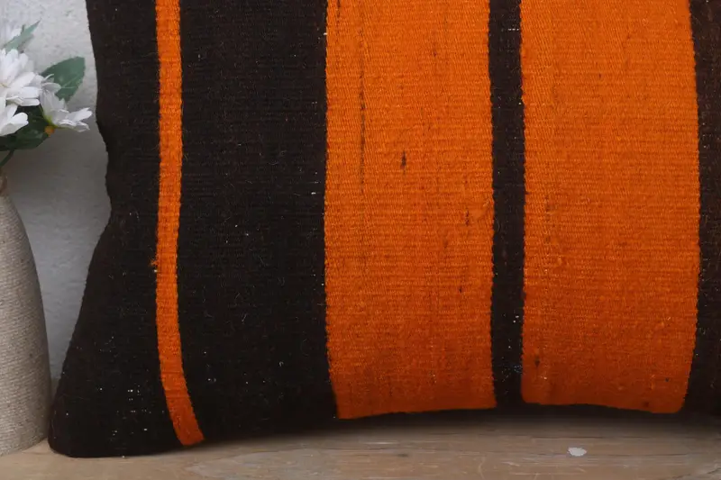 12x20 Orange Pillow, Crochet Pattern Cushion, Kilim Cushion Sham, Pillow Case, Kilim Pillow, Home Decor Pillow, Bolster Throw Cushion Cover - 3
