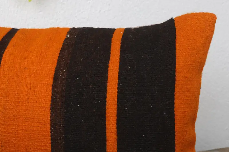 12x20 Orange Pillow, Crochet Pattern Cushion, Kilim Cushion Sham, Pillow Case, Kilim Pillow, Home Decor Pillow, Bolster Throw Cushion Cover - 5