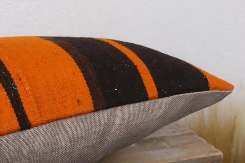 12x20 Orange Pillow, Crochet Pattern Cushion, Kilim Cushion Sham, Pillow Case, Kilim Pillow, Home Decor Pillow, Bolster Throw Cushion Cover - 6