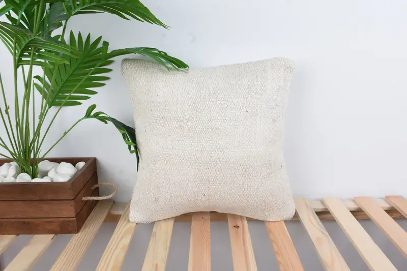 Garden Pillow Sham, Outdoor Bolster Pillow Sham, Vintage Kilim Pillow, Pillow for Sofa, 16x16 White Pillow Cover, Turkish Pillow, Pillow Cover - 1