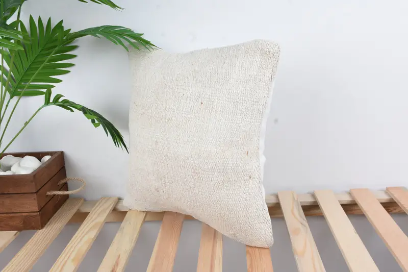 Garden Pillow Sham, Outdoor Bolster Pillow Sham, Vintage Kilim Pillow, Pillow for Sofa, 16x16 White Pillow Cover, Turkish Pillow, Pillow Cover - 5