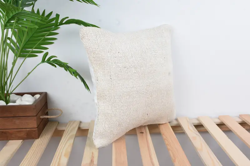 Garden Pillow Sham, Outdoor Bolster Pillow Sham, Vintage Kilim Pillow, Pillow for Sofa, 16x16 White Pillow Cover, Turkish Pillow, Pillow Cover - 4