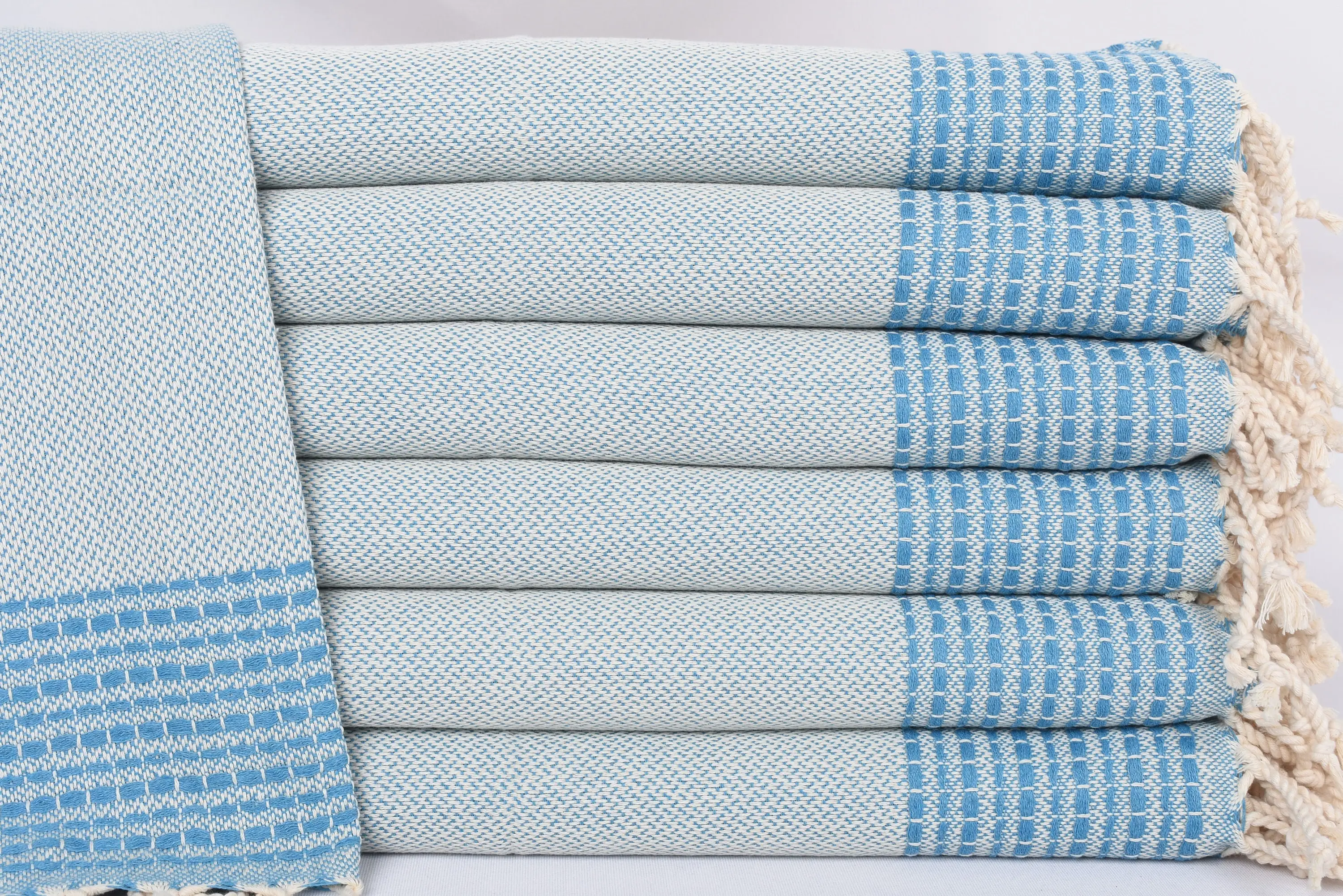 Custom Name Towel, 40x20 Inches Turquoise Striped Dish Towel - 1