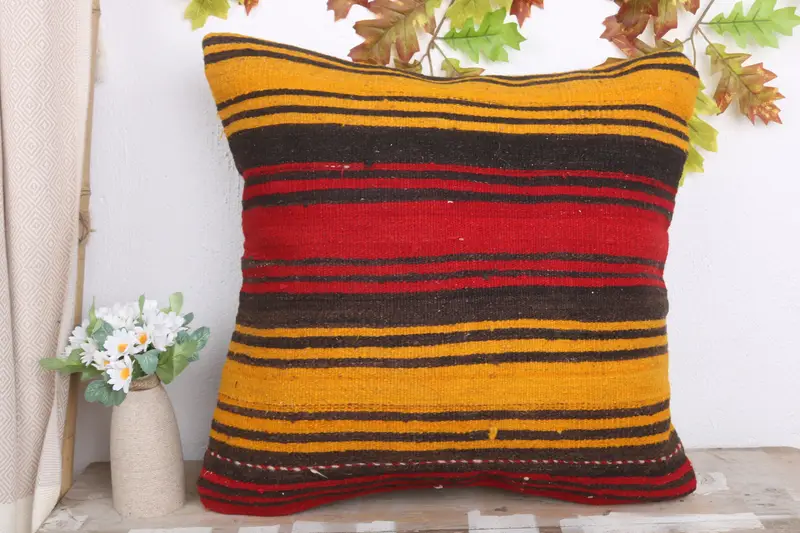 Pastel Pillow Cover, Handmade Kilim Cushion, Pillow Case, Neutral Pillow Case, Throw Kilim Pillow, Vintage Kilim Pillow, 20x20 Yellow Pillow Case - 2