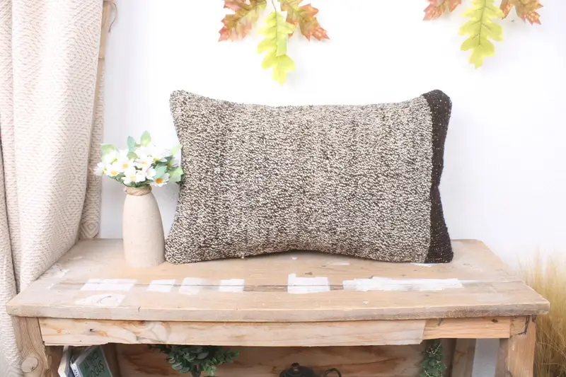 Kilim Cushion Sham, Throw Kilim Pillow, Anatolian Cushion Case, Handmade Kilim Cushion, 12x20 White Cushion Case, Cushion Cover - 1