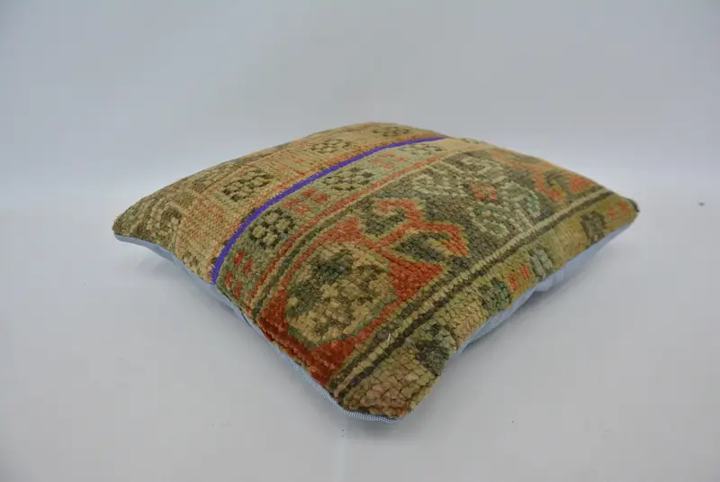 Cushion Case, Pillow for Couch, Seat Cushion Cover, Turkish Pillow, 16x16 Orange Pillow Sham, Bolster Throw Pillow Case, Boho Pillow - 6