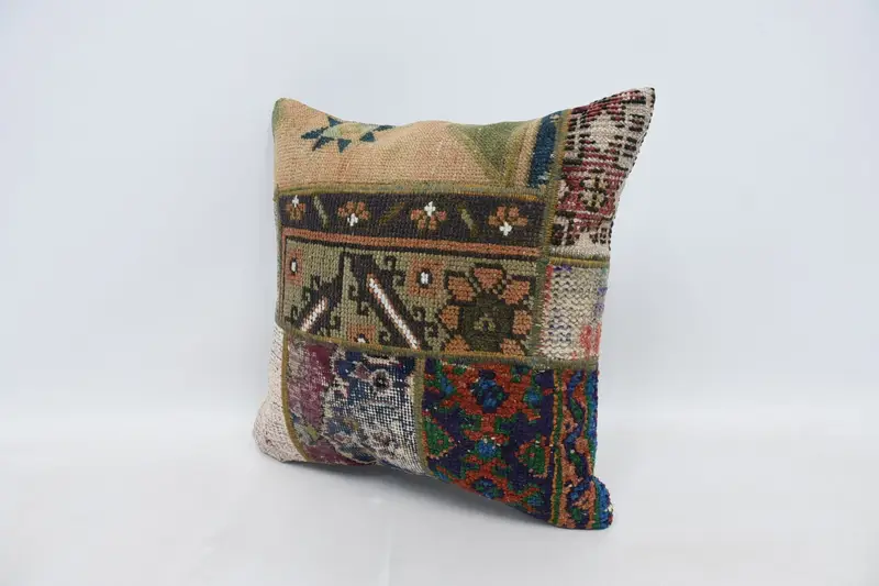 Pillow Case, 20x20 Blue Pillow Sham, Vintage Kilim Throw Pillow, Turkish Pillow, Outdoor Bolster Cushion Cover, Home Decor Pillow - 4