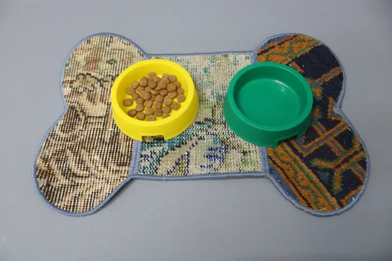 ボヘミアンラウンドプレースマット、オレンジとブロンズのウールマット