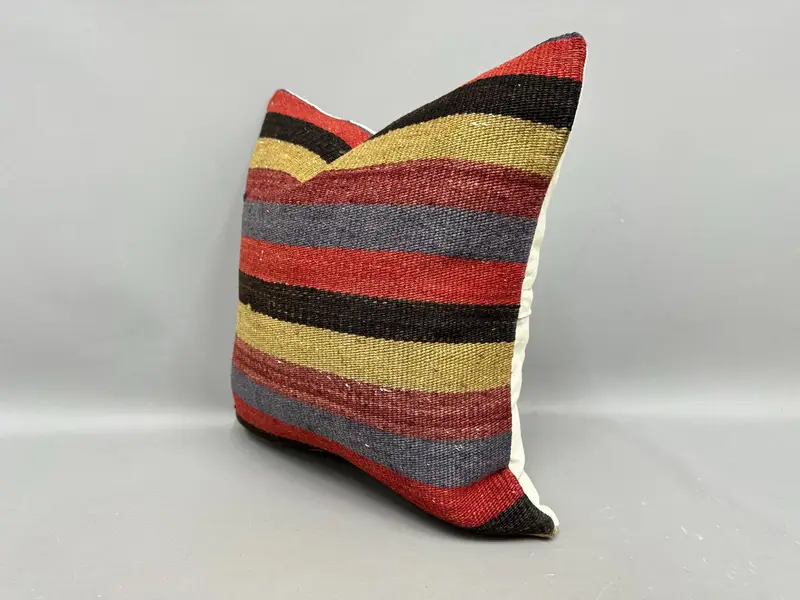 18x18 Red Pillow Case, Authentic Cushion Cover, Kilim Cushion Sham, Turkish Pillow, Pillow Case, Boho Pillow Sham Cover, Turkish Rugs Cushion - 3