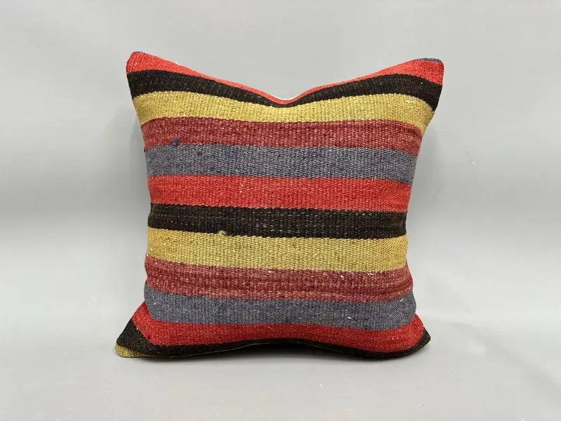 18x18 Red Pillow Case, Authentic Cushion Cover, Kilim Cushion Sham, Turkish Pillow, Pillow Case, Boho Pillow Sham Cover, Turkish Rugs Cushion - 4