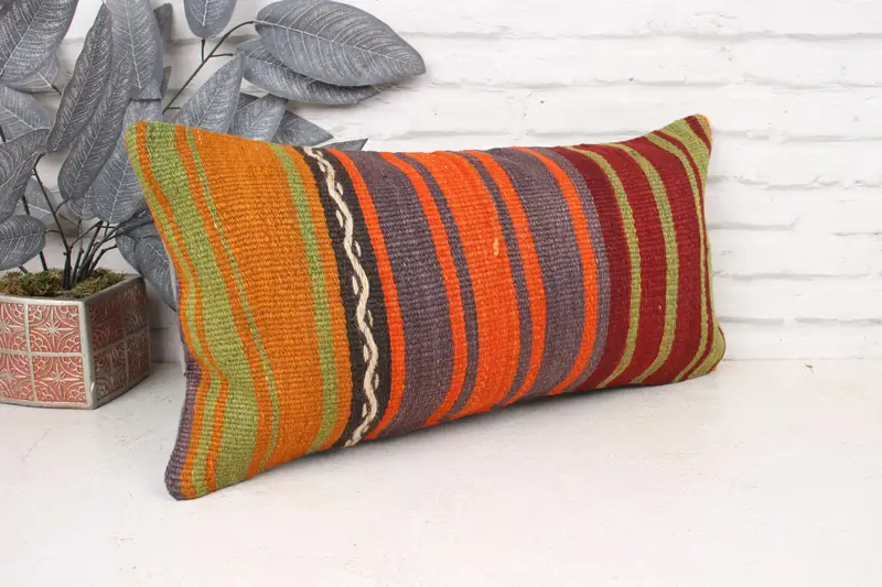 12x24 Red Cushion Cover, Vintage Kilim Pillow, Ethnical Kilim Rug Pillow, Pillow Cover, Custom Pillow Case, Kilim Cushion Sham - 3