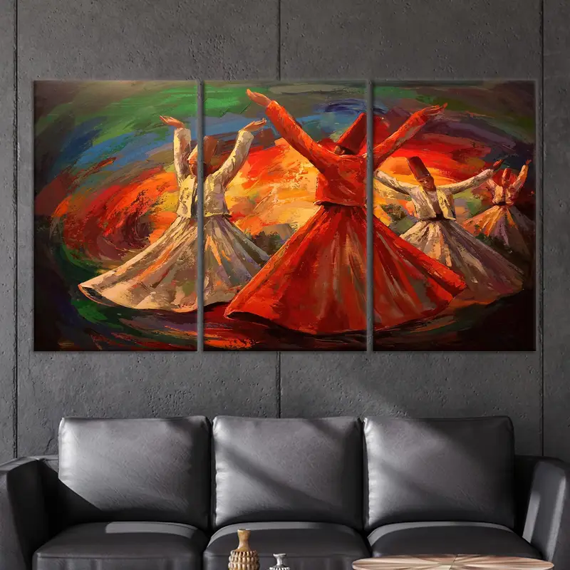 Bezaubernde abstrakte Öldruck-Leinwand mit wirbelndem Derwisch