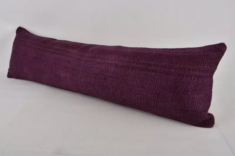 Handmade Kilim Cushion, Crochet Pattern Pillow, 12x43 Purple Pillow Sham, Vintage Pillow, Cotton Cushion, Turkish Kilim Pillow, Cushion Case - 3