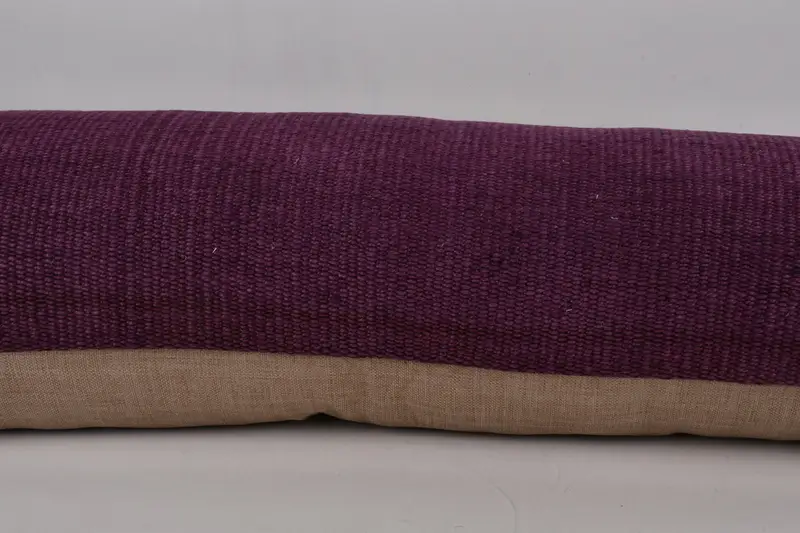 Handmade Kilim Cushion, Crochet Pattern Pillow, 12x43 Purple Pillow Sham, Vintage Pillow, Cotton Cushion, Turkish Kilim Pillow, Cushion Case - 5