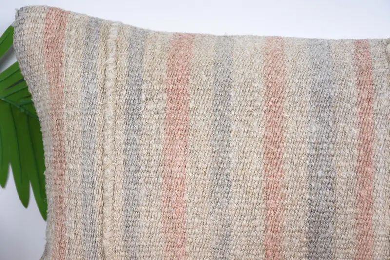 Handmade Kilim Cushion, 12x20 Beige Pillow Case, Kilim Cushion Sham, Knitted Pillow, Cushion Case, Christmas Pillow Sham, Home Decor Pillow - 2