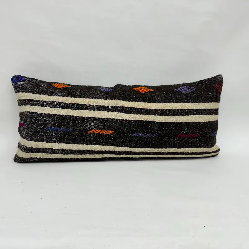 Braunes Southwestern besticktes Kissen, handgemachtes Vintage Wurfkissen