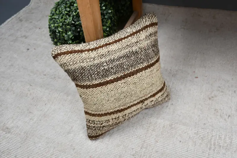 Gift Pillow, Vintage Kilim Pillow, Vintage Kilim Pillow Pillow Case, 12x12 Beige Pillow Cover, Cushion Cover, Pet Pillow Cover, Kilim Pillow - 7