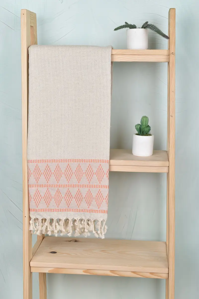 Personalized Turkish Towel, Engagement Gift, 70x36 Linen Kilim Design Towel, Handwoven Turkish Towel, Yoga Towel, Thin towel, Monogram Turkish Towel - 8