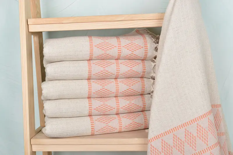 Personalized Turkish Towel, Engagement Gift, 70x36 Linen Kilim Design Towel, Handwoven Turkish Towel, Yoga Towel, Thin towel, Monogram Turkish Towel - 1